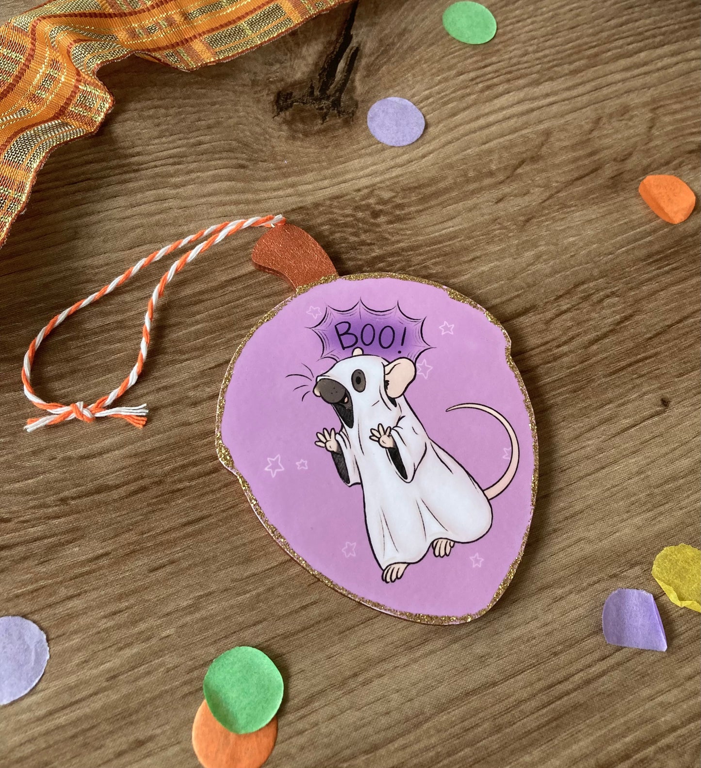 Boo Rat | Cute Rat Halloween Decoration | Pet Rat Acorn Autumn Ornament