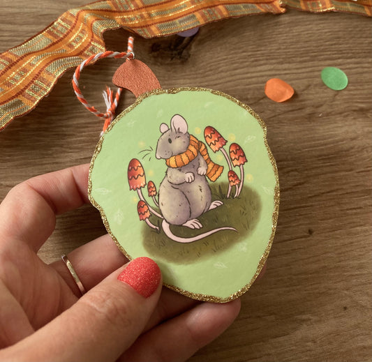 Autumn Adventure | Cute Rat Autumn Decoration | Pet Rat Wooden Acorn Ornament