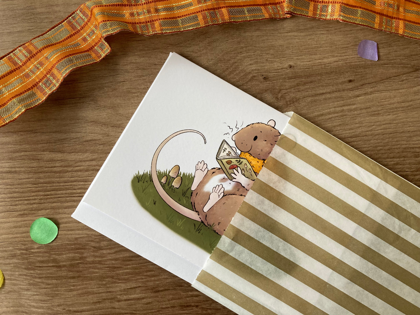 Autumn Reading | Cute Autumn Rat Greeting Card | Pet Rat Blank Greeting card