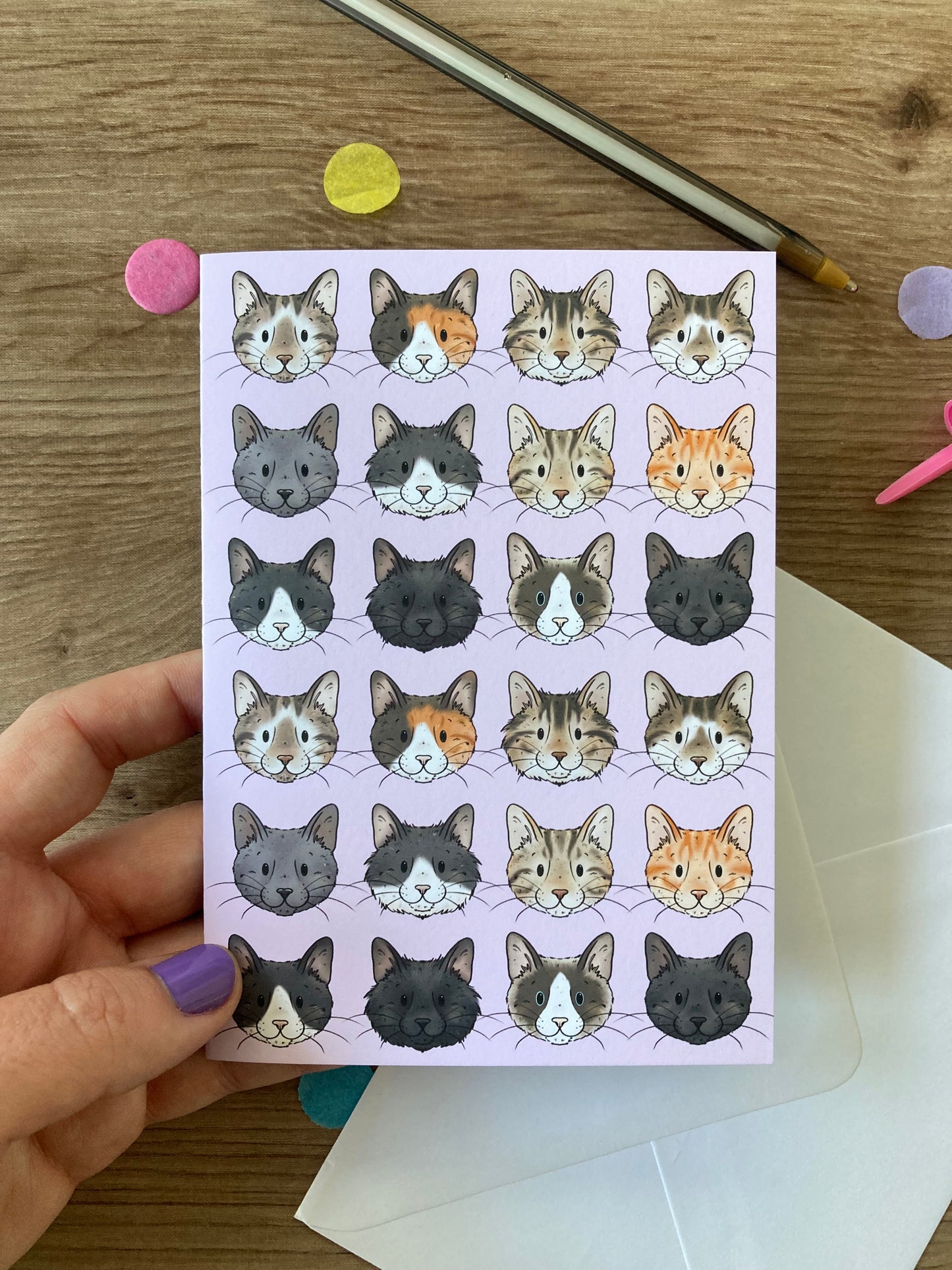 Cat Faces | Cute Cat greeting Card | Cat Gift