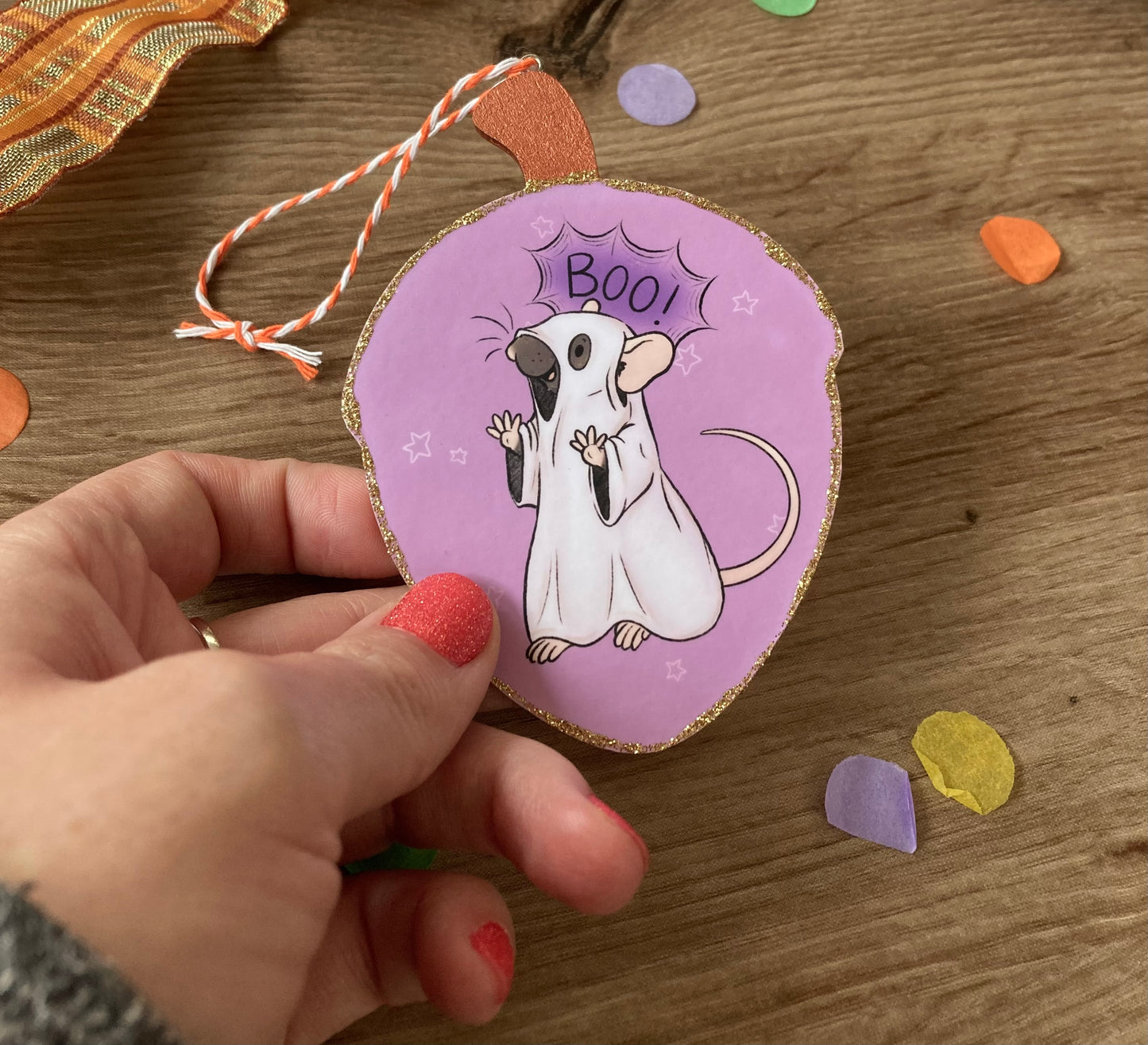 Boo Rat | Cute Rat Halloween Decoration | Pet Rat Acorn Autumn Ornament