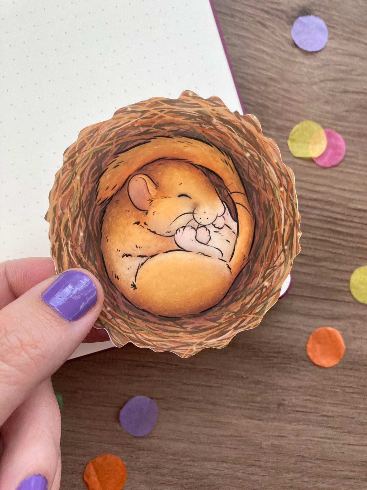 Sleepy Dormouse Vinyl Sticker | Mouse Art | Wildlife Gift