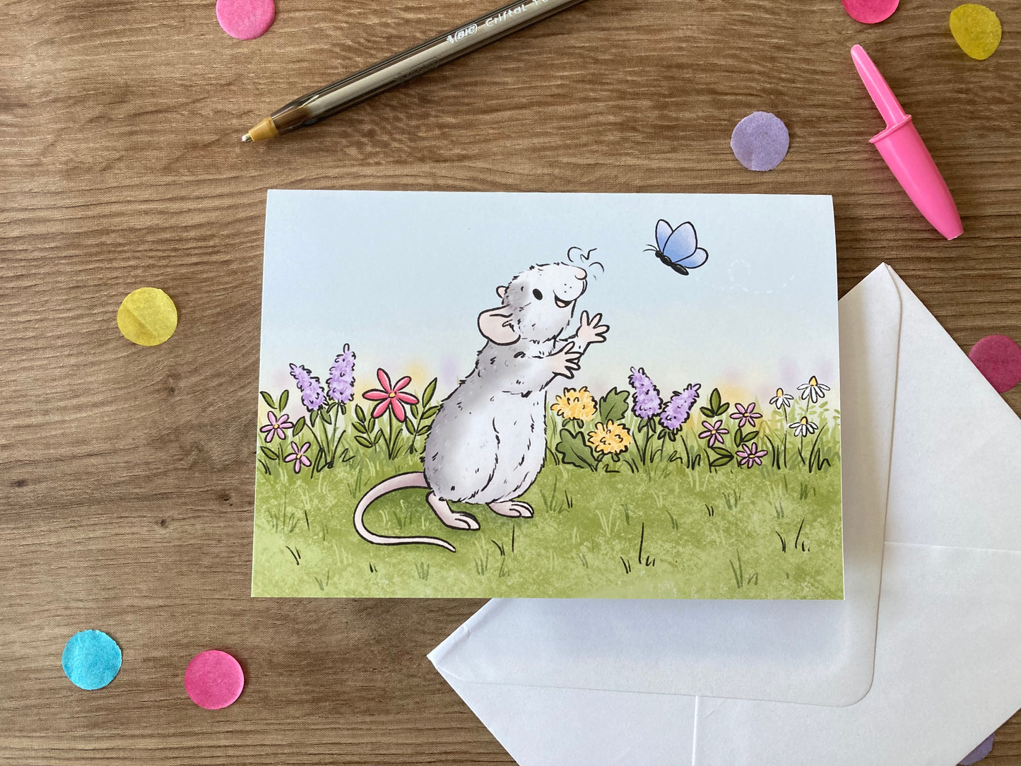 Spring Ratty | Cute Spring Rat Blank Greeting Card | Fancy Rat Gift