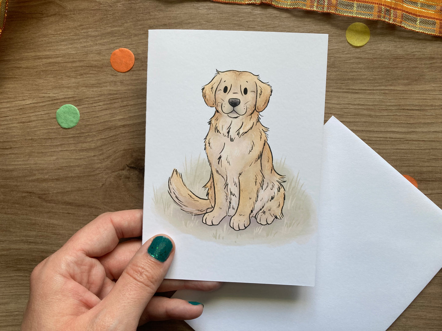 Autumn Golden retriever greeting card | Dog greeting card | Puppy Greeting Card