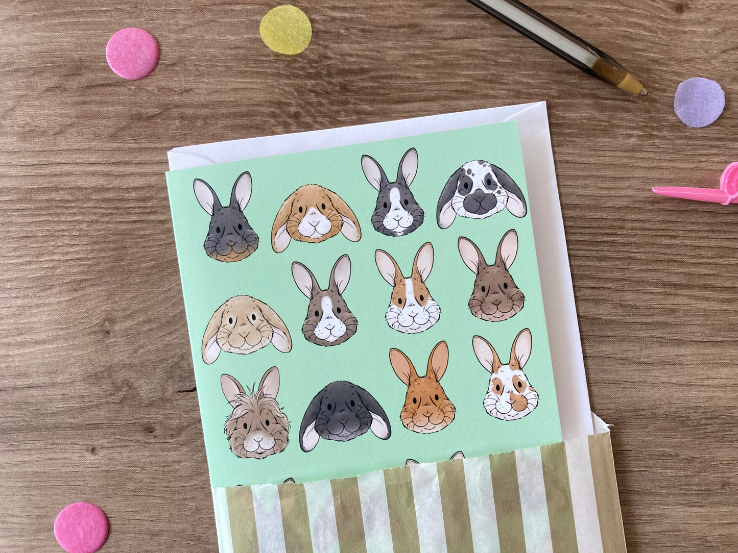 Bunny Faces | Cute Rabbit Blank Greeting Card | Bunny Gift