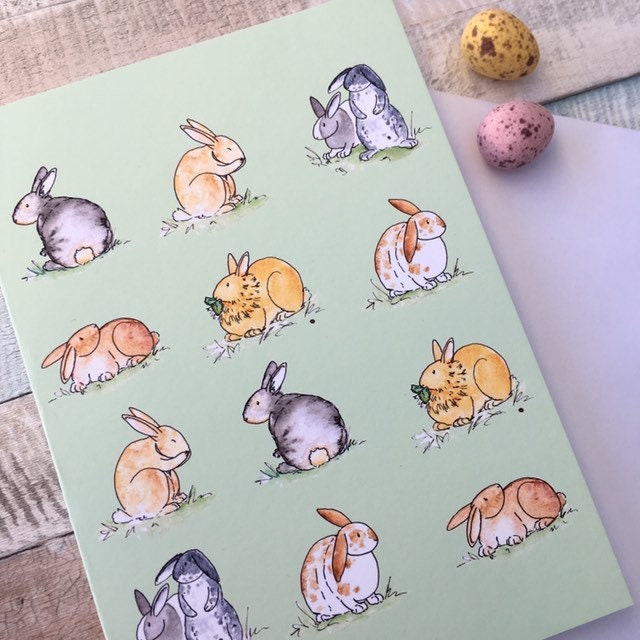 Cute Rabbit Greeting Card, A6 Blank Greeting Card, Any Occasion Card, Rabbit Lover, Bunny Gift, Rabbit Illustration