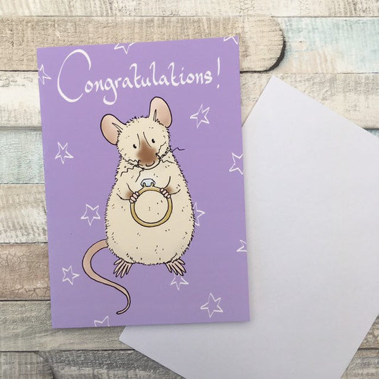 Congratulations Rat Engagement Card, Blank A6 Greeting Card, Rat Lover Wedding Card