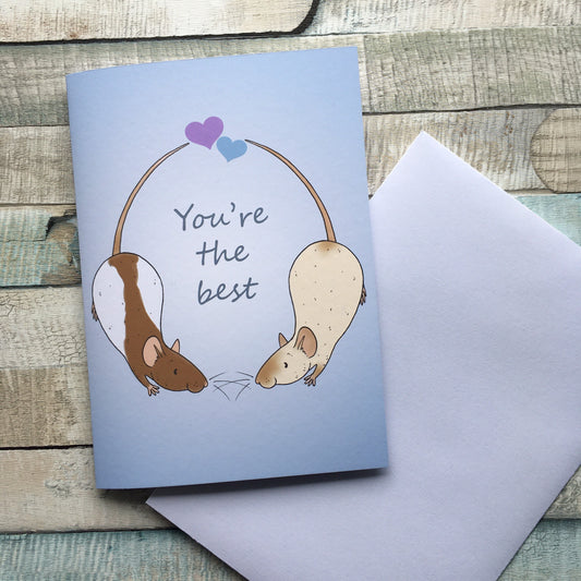 You're the best fun A6 rat blank greeting card, love card everyday design, gift for rat lovers