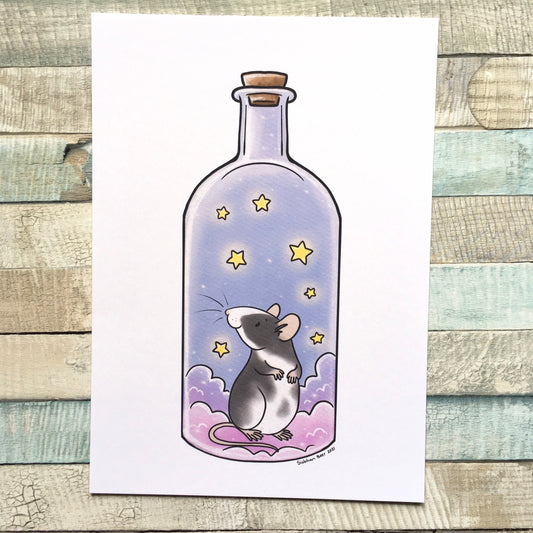 Magical Rat Potion Art Print - A5 6x4 Sizes, Cute Happy Potion, Pet Rat Gift