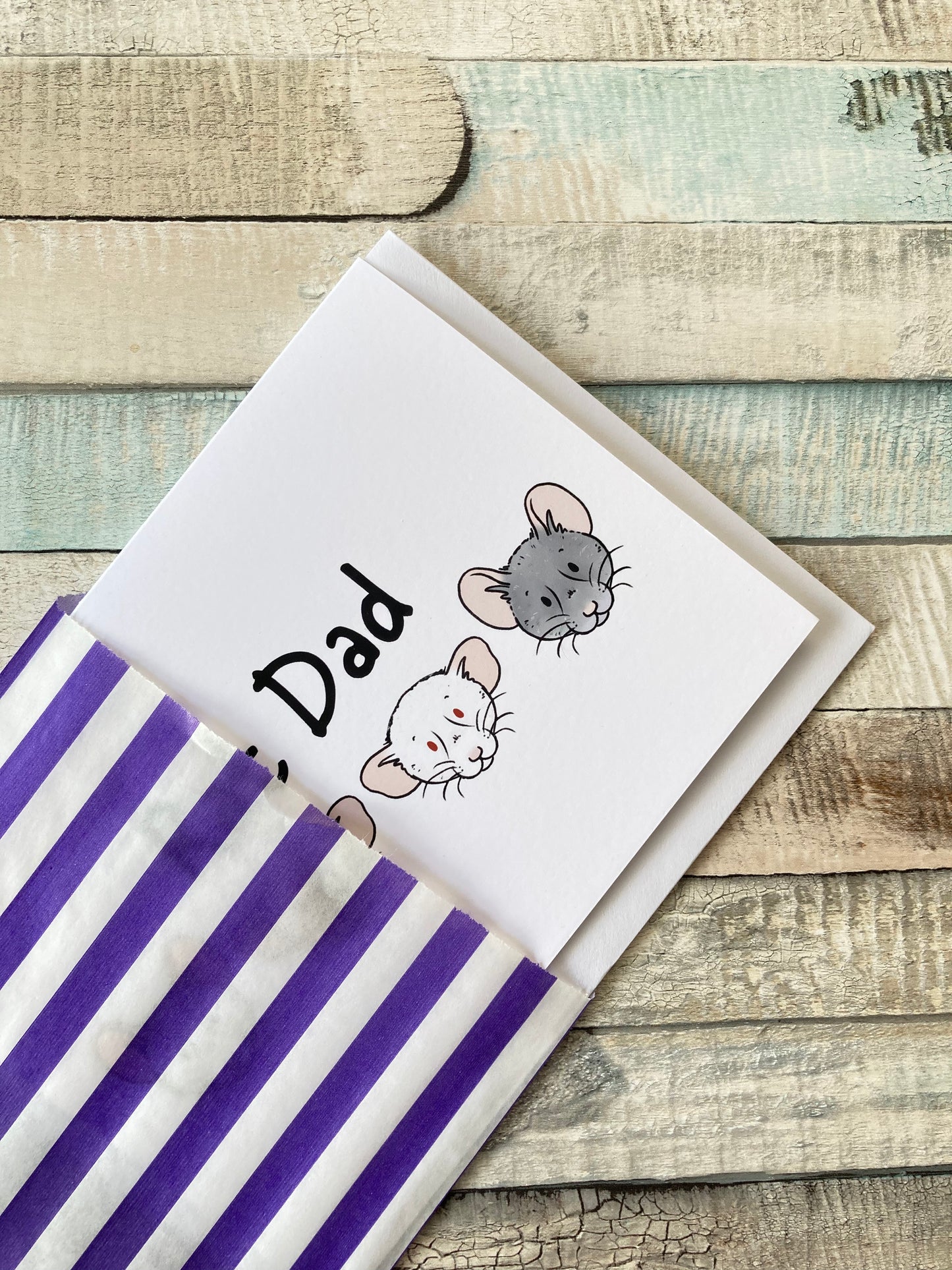 Rat dad greeting card, Father's Day, A6, 300gsm card, blank inside, white envelope, fun, fancy rat lover gift card
