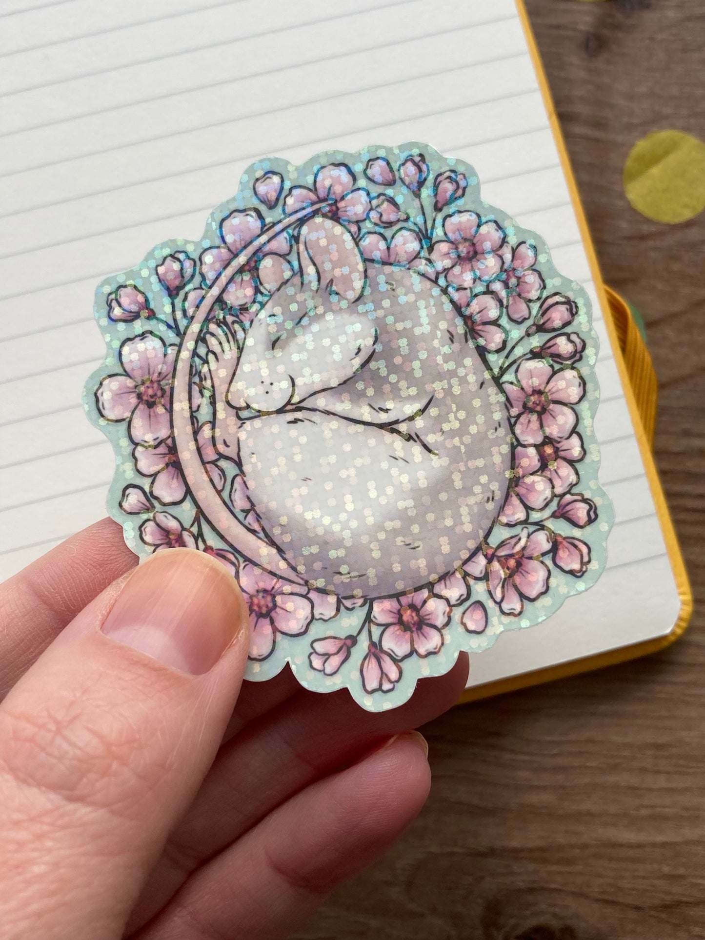 Cherry Blossom Rat Vinyl Sticker | Glossy or Holographic Vinyl Rat Sticker