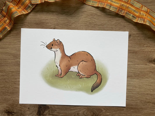 Autumn Stoat Artwork | Happy Autumn Stoat Art Print