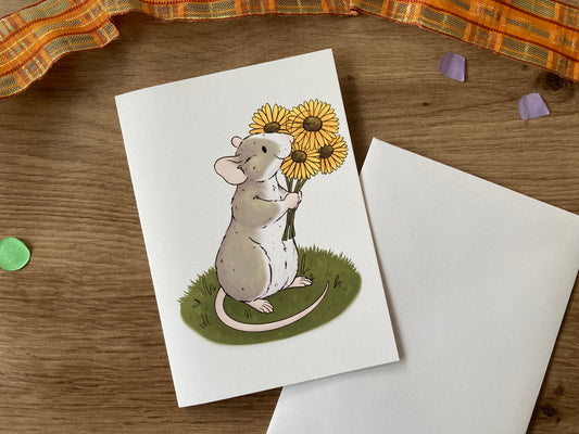 Sunshine Ratty | Cute Autumn Rat Greeting Card | Pet Rat Blank Greeting Card