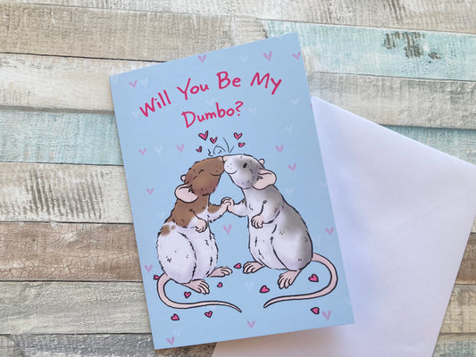 Will You Be My Dumbo | Cute Rat Couple Card