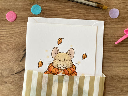 Autumn Hammy | Cute Autumn Greeting Card | Hamster Blank Greeting Card