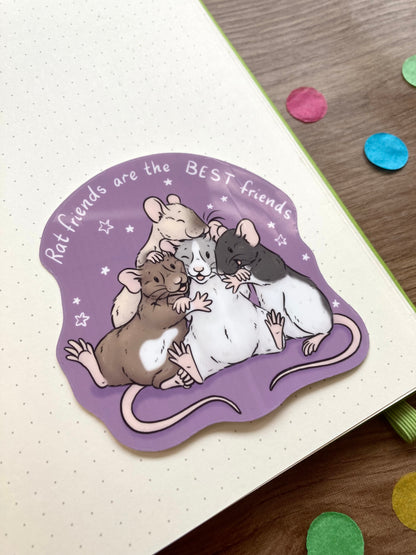 Rat Friends Vinyl Sticker | Illustrated Rat Art | Gift For Rat Lovers
