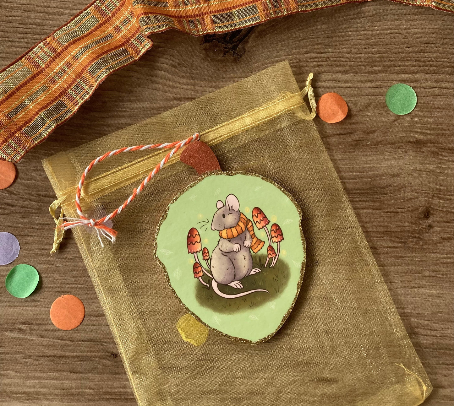 Autumn Adventure | Cute Rat Autumn Decoration | Pet Rat Wooden Acorn Ornament