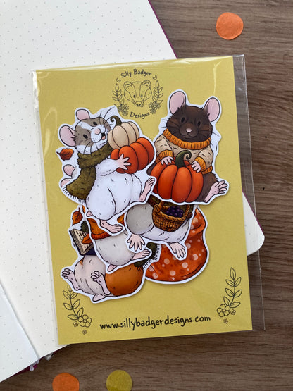 Cosy Hammy Sticker Pack | Set of 6 Glossy Paper Stickers | Hamster Gift