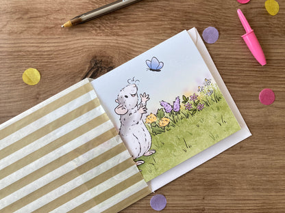Spring Ratty | Cute Spring Rat Blank Greeting Card | Fancy Rat Gift