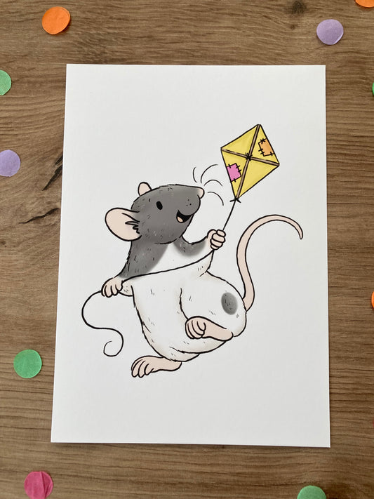 Summer Breeze | Playful Rat Art Print | Summer Rat Artwork