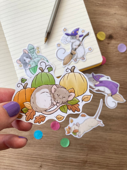 October Rat Stickers | Set Of 6 Pet Rat Stickers Halloween Rat Gift