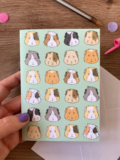 Guinea Pig Faces | Cute Guinea Pig Blank Greeting Card | Guinea Pig Gift