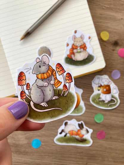 Autumn Animal Stickers | Set of 6 Cute Autumn Themed Animal Stickers