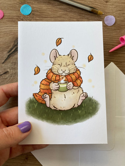Autumn Hammy | Cute Autumn Greeting Card | Hamster Blank Greeting Card