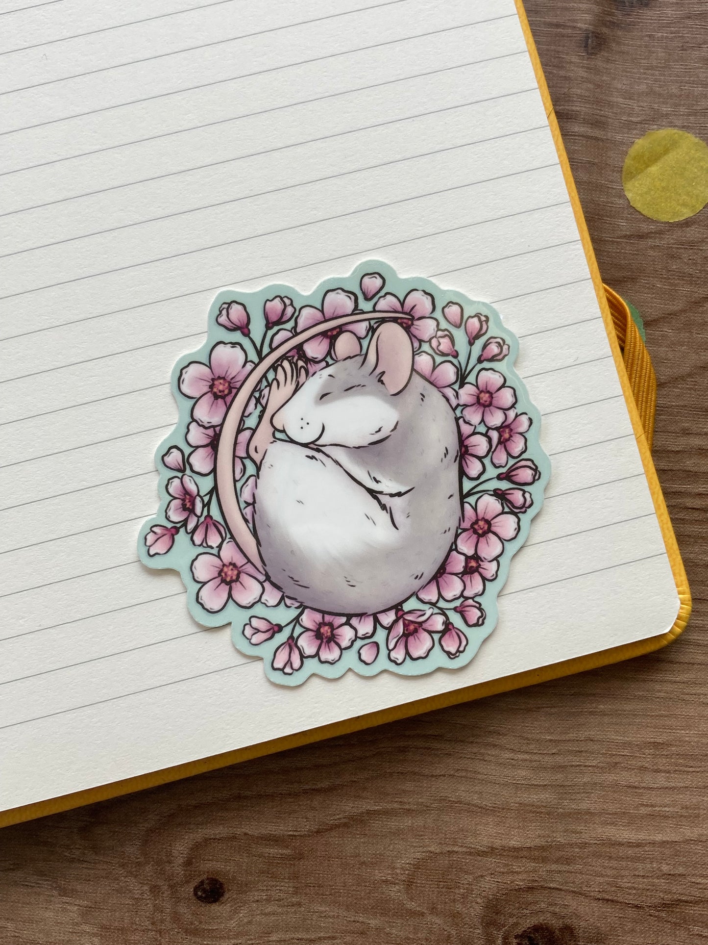 Cherry Blossom Rat Vinyl Sticker | Glossy or Holographic Vinyl Rat Sticker