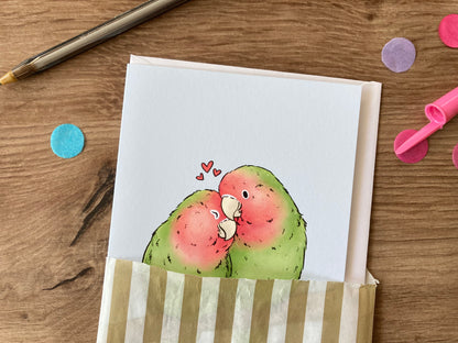 Lovebirds |Cute Lovebird Couple Blank Greeting Card | Lovebird Gift