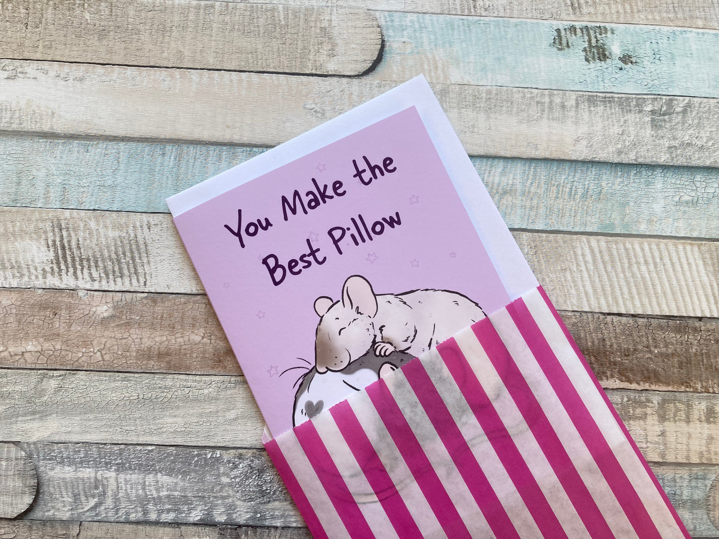 You Make The Best Pillow | Cute Rat Valentines Day Card