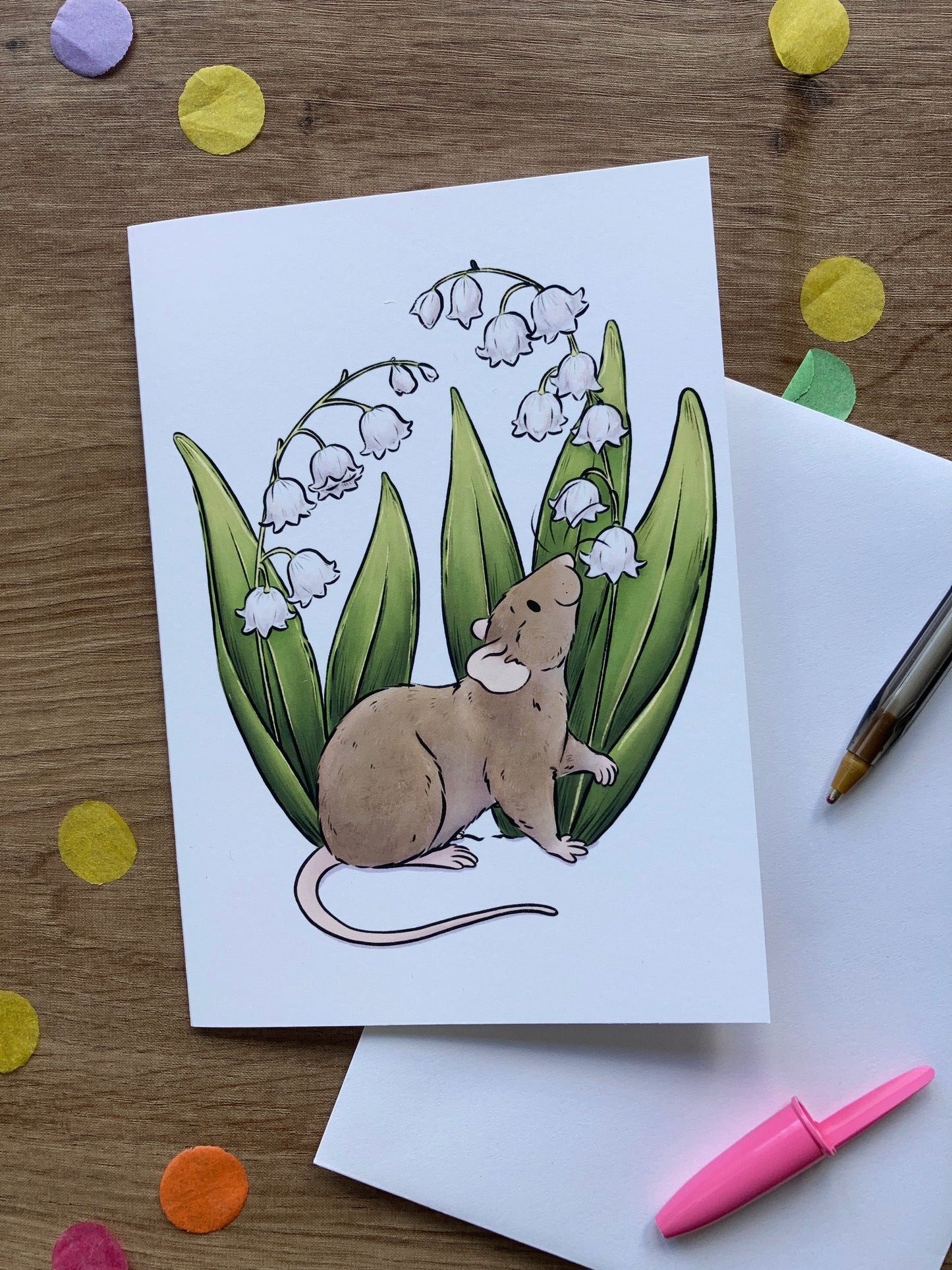 Lily Of The Valley Rat Greeting Card | Flower Rat A6 Greeting Card