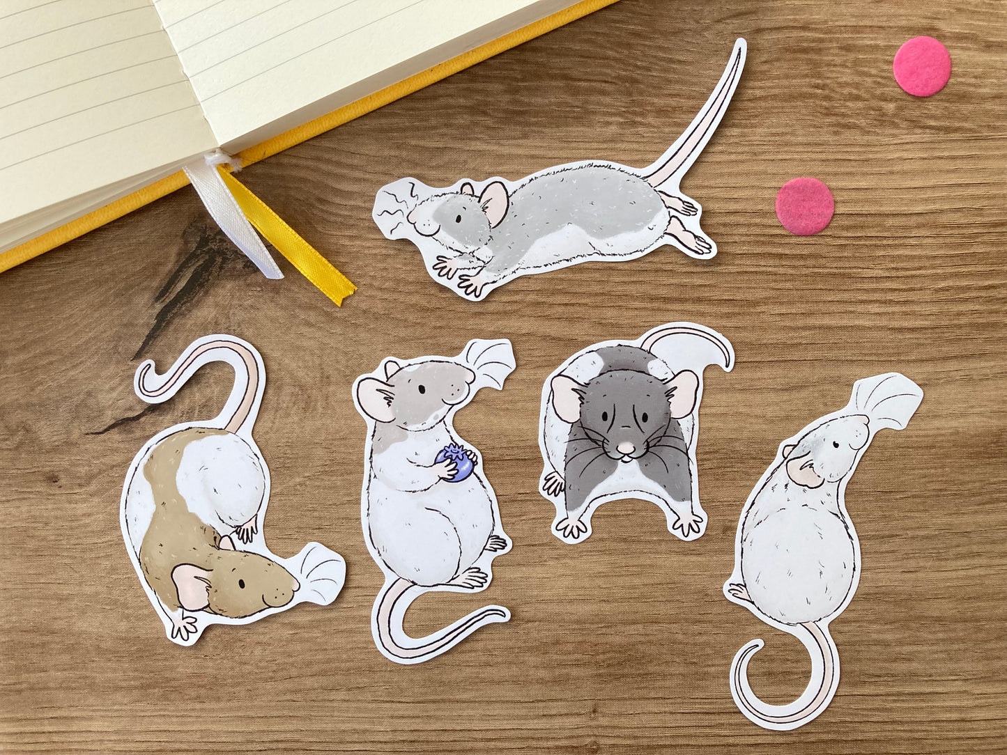 Ratty Mischief Sticker Pack | Set of 5 Rat Stickers | Fancy Rat Gift
