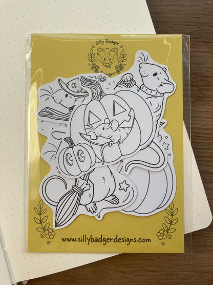 Colour Your Own Autumn Rat Stickers | Set Of 6 | Rat Gift