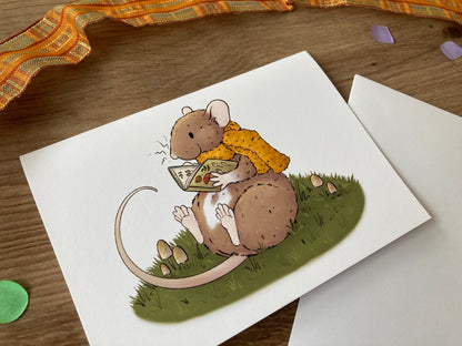 Autumn Reading | Cute Autumn Rat Greeting Card | Pet Rat Blank Greeting card