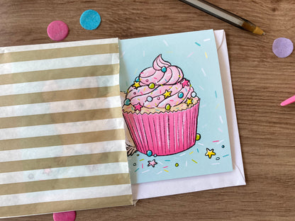 Cupcake Hamster | Hamster Blank Birthday Card | Hamster Birthday Gift