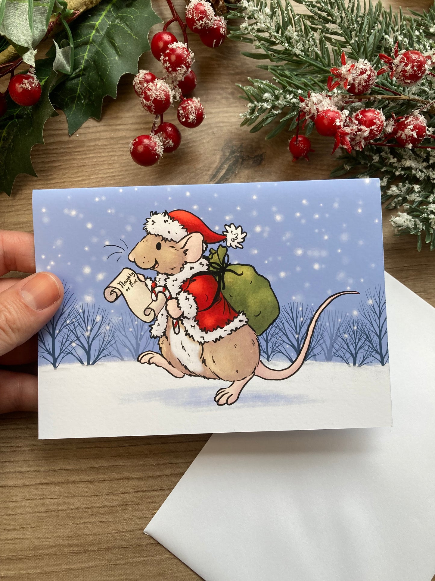 Santa Boggles | Cute Rat Christmas Card