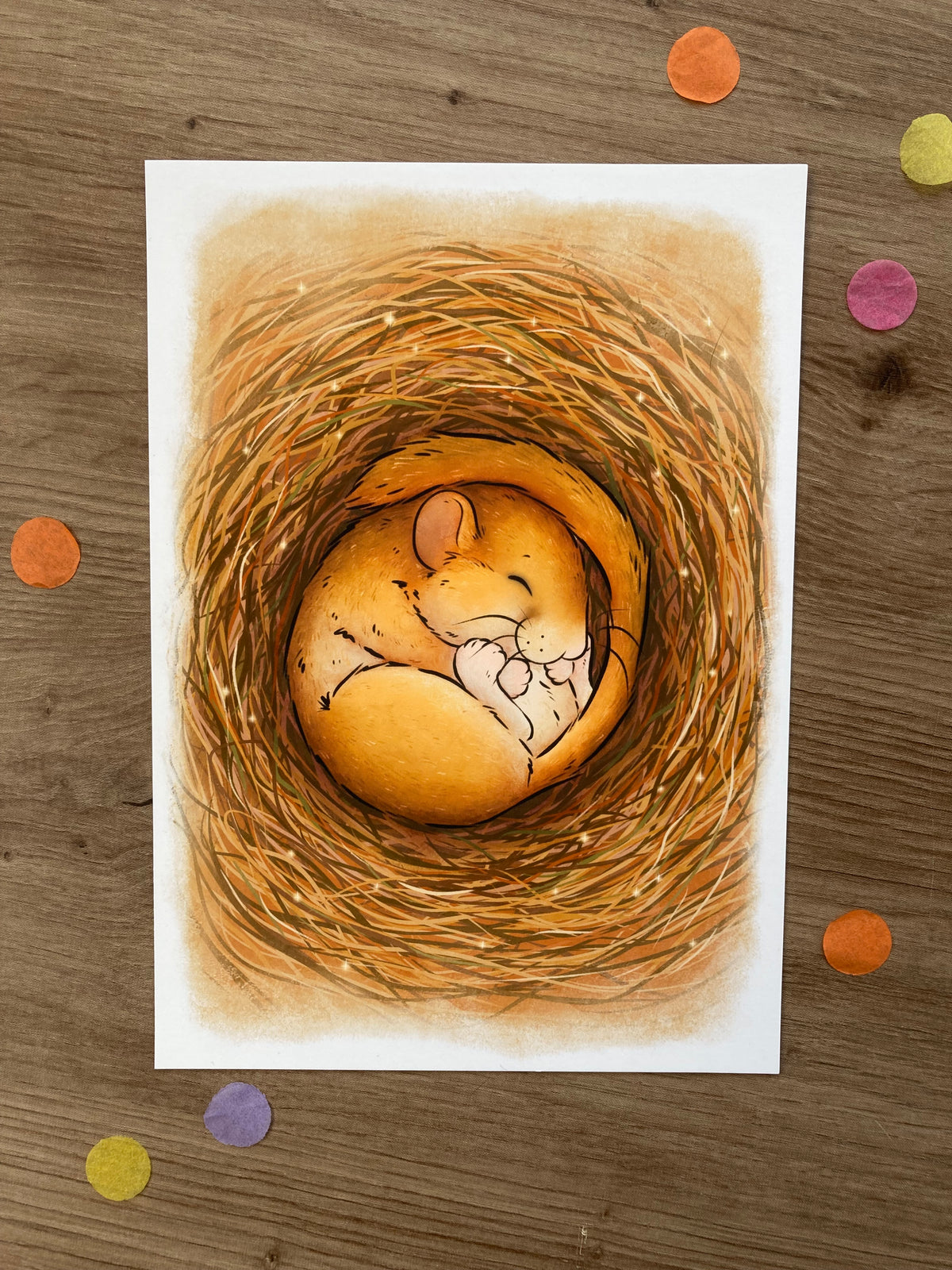 Sleeping Dormouse A5 Art Print | Whimsical Mouse Artwork | Wildlife Gift