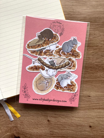 Rat Behaviour Sticker Pack | Pack Of 8 Glossy Rat Stickers