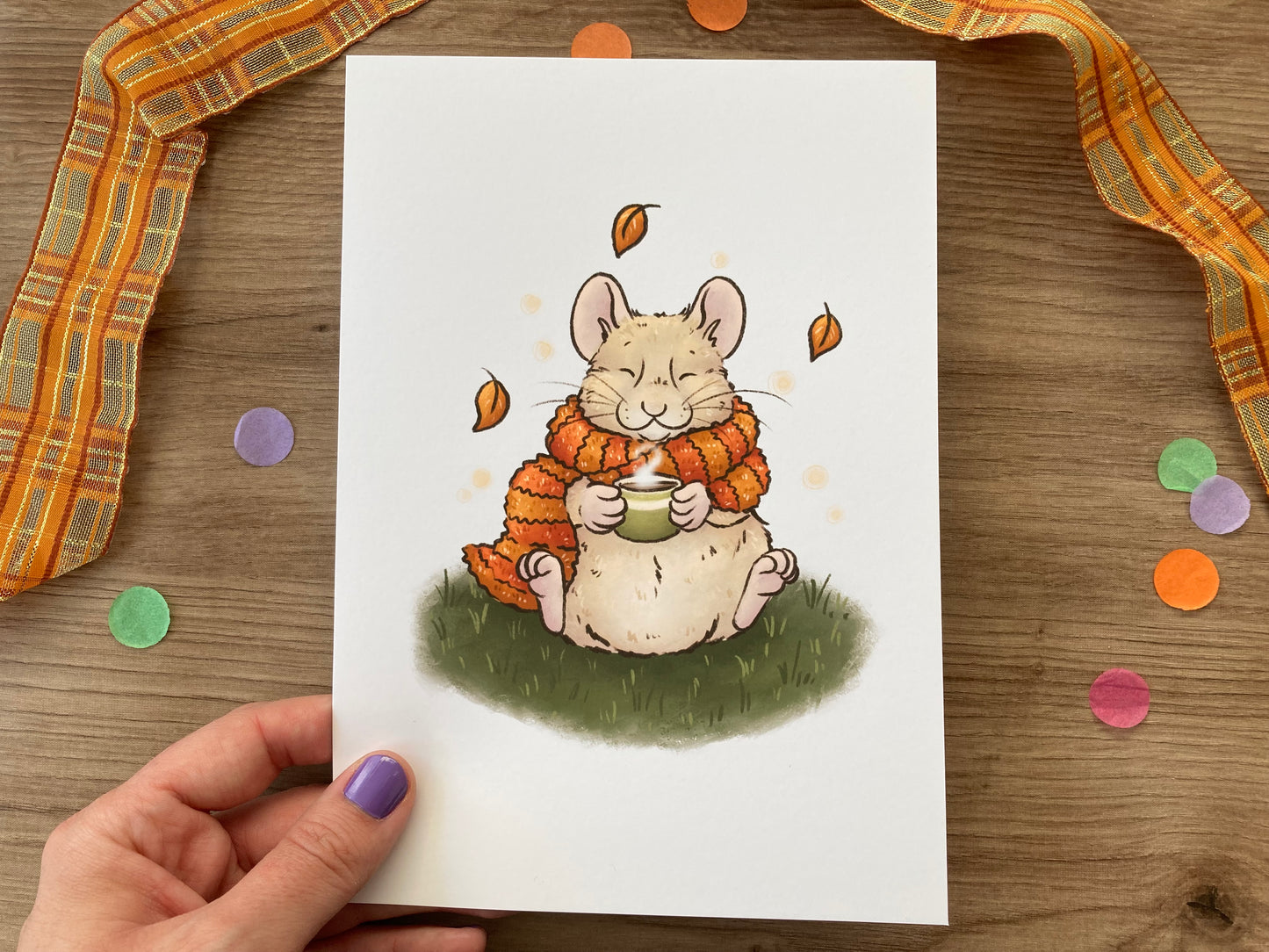 Autumn Dreams | Cute Hamster Art Print | Autumn Animal Artwork