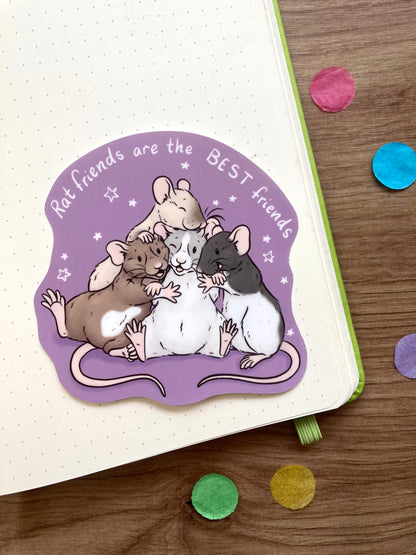Rat Friends Vinyl Sticker | Illustrated Rat Art | Gift For Rat Lovers