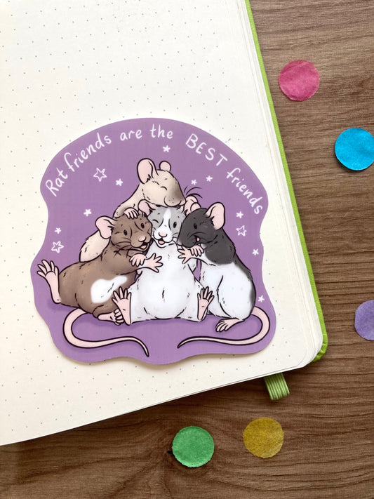 Rat Friends Vinyl Sticker | Illustrated Rat Art | Gift For Rat Lovers
