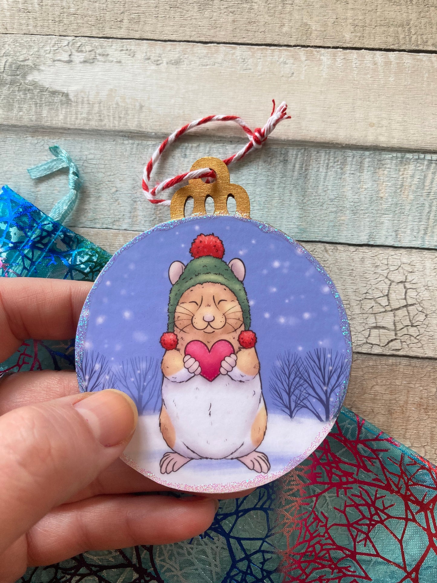 Warm Hammy Wishes | Cute Hamster Christmas Tree Bauble