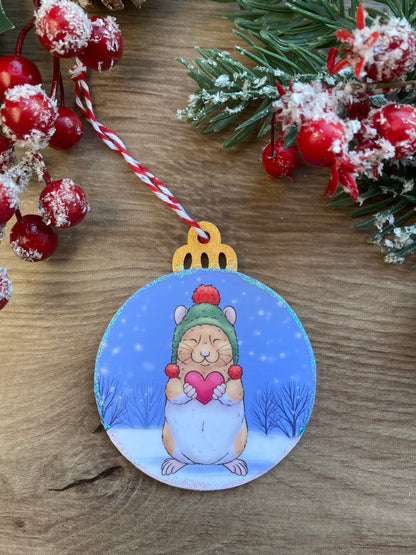 Warm Hammy Wishes | Cute Hamster Christmas Tree Bauble