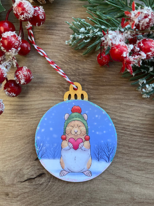 Warm Hammy Wishes | Cute Hamster Christmas Tree Bauble