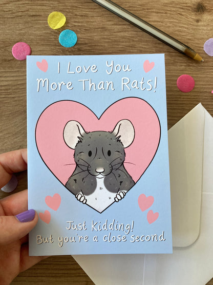 I Love You More Than Rats | Funny Rat Valentines Love Greeting Card | Cute Rat Gift
