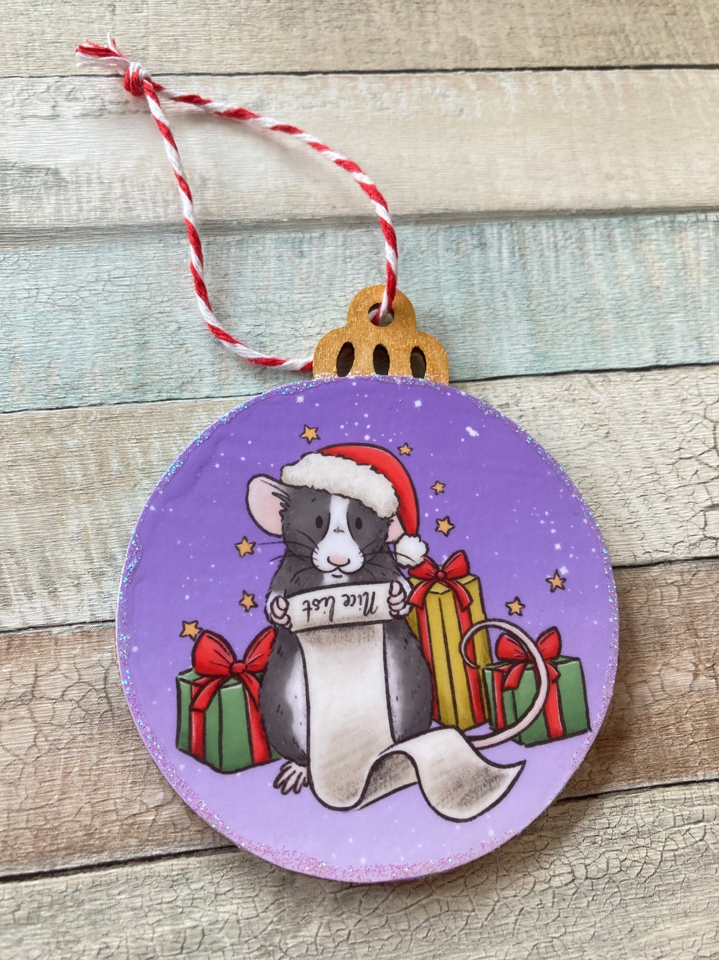 Nice List | Cute Rat Christmas Tree Bauble