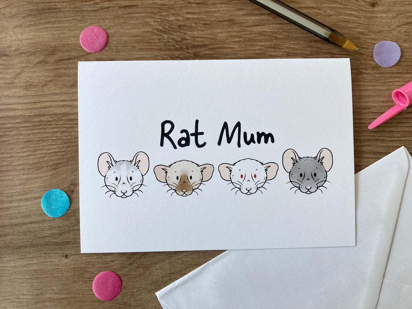 Rat Mum | Cute Rat Blank Greeting Card | Rat Mum Gift