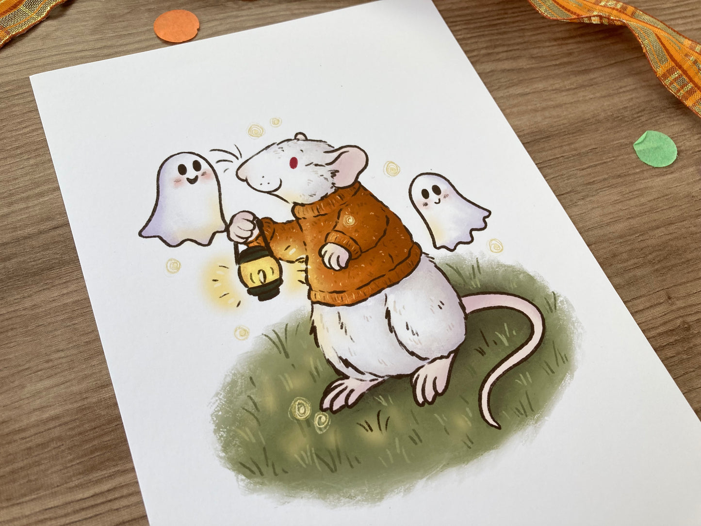 Ghost Party | Cute Rat Art Print | Autumn Rat Artwork