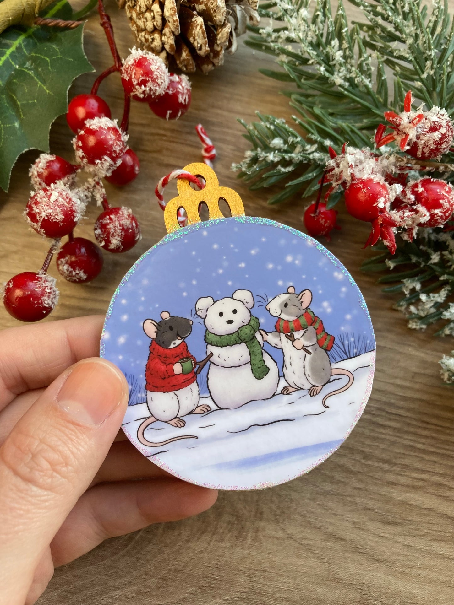Snow Rats | Cute Rat Christmas Tree Bauble